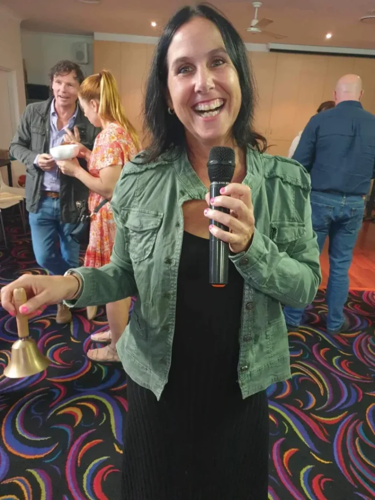 Chantal Gerardy, marketing consultant giving a talk to a group of business owners.