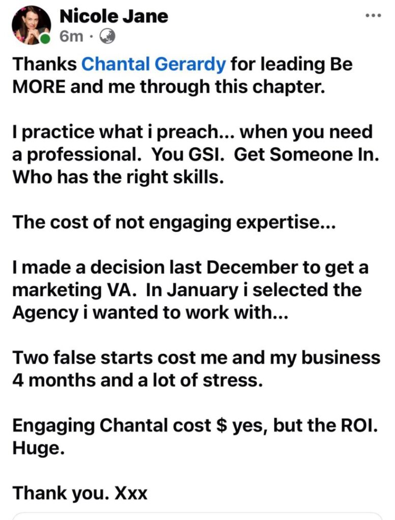 Marketing Implementation and Strategy with Chantal Gerardy - Nicole Testimonial July